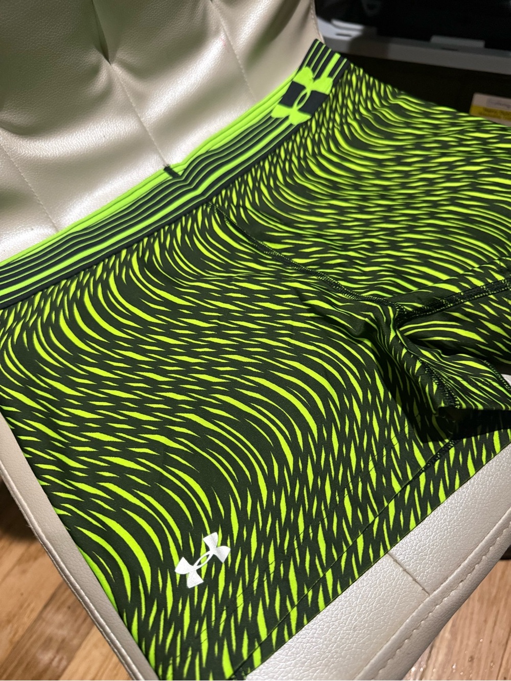 Under Armour Neon Green & Black Patterned Compression Shorts